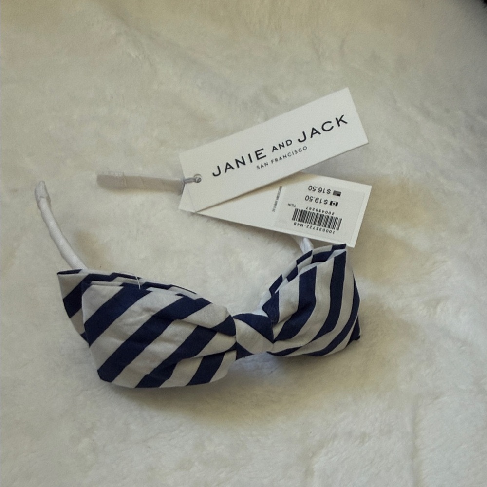 Janie and Jack Navy and White Bow Headband